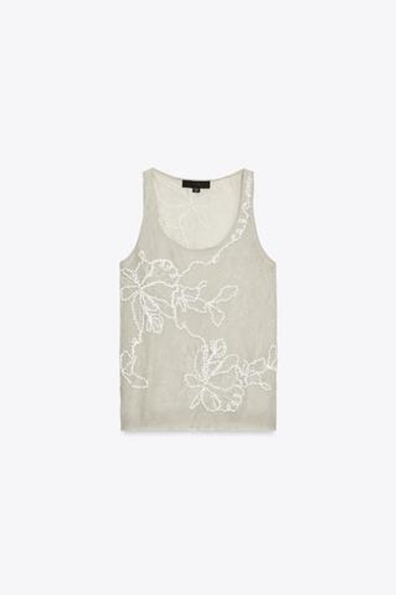 ZARA ПОЛУПРОЗРАЧНЫЙ ТОП, ЭКРЮ
