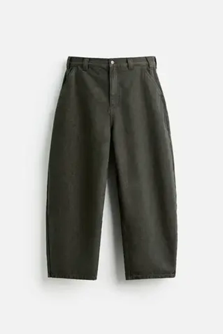 ZARA X HARRY LAMBERT ШИРОКИЕ БРЮКИ, ТЕМНО-КОРИЧНЕВЫЙ
