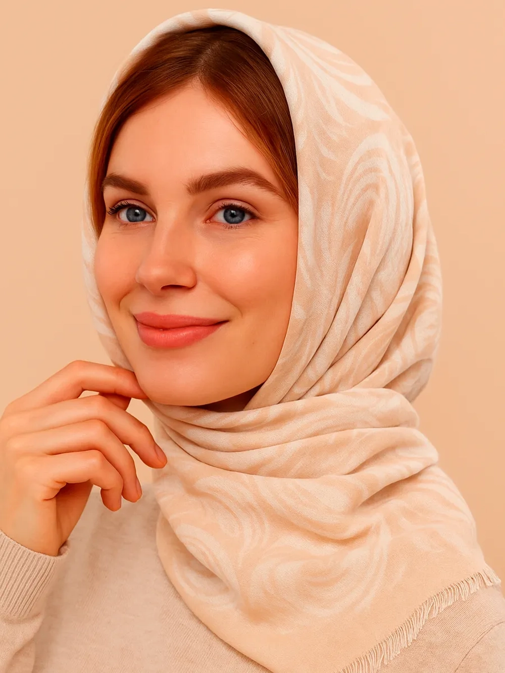 Платок теплый кашемировый на шею и голову