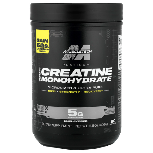 MuscleTech, Platinum, 100% моногидрат креатина, с нейтральным вкусом, 400 г (14,11 унции)
