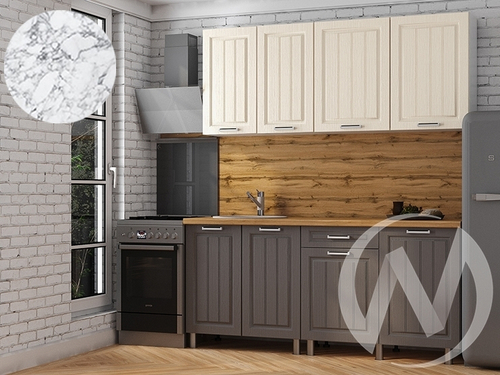 Кухня Лаура 1.8м (корпус белый/клен кремовый; клен серый) 26мм мрамор итальянский