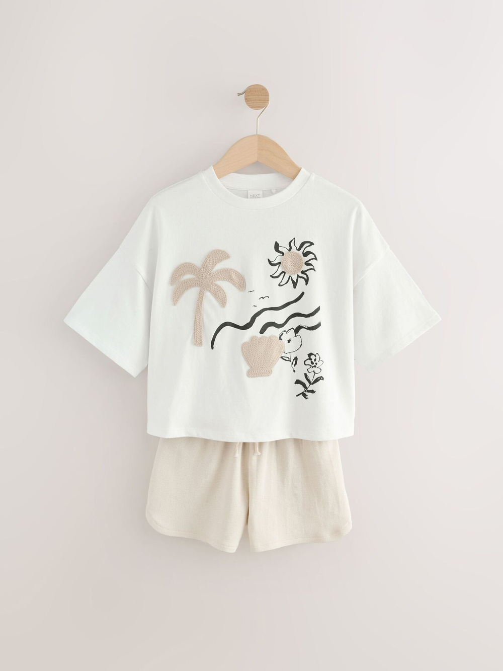 Футболка и шорты в комплекте для девочки Next AH6-446, Кремовый