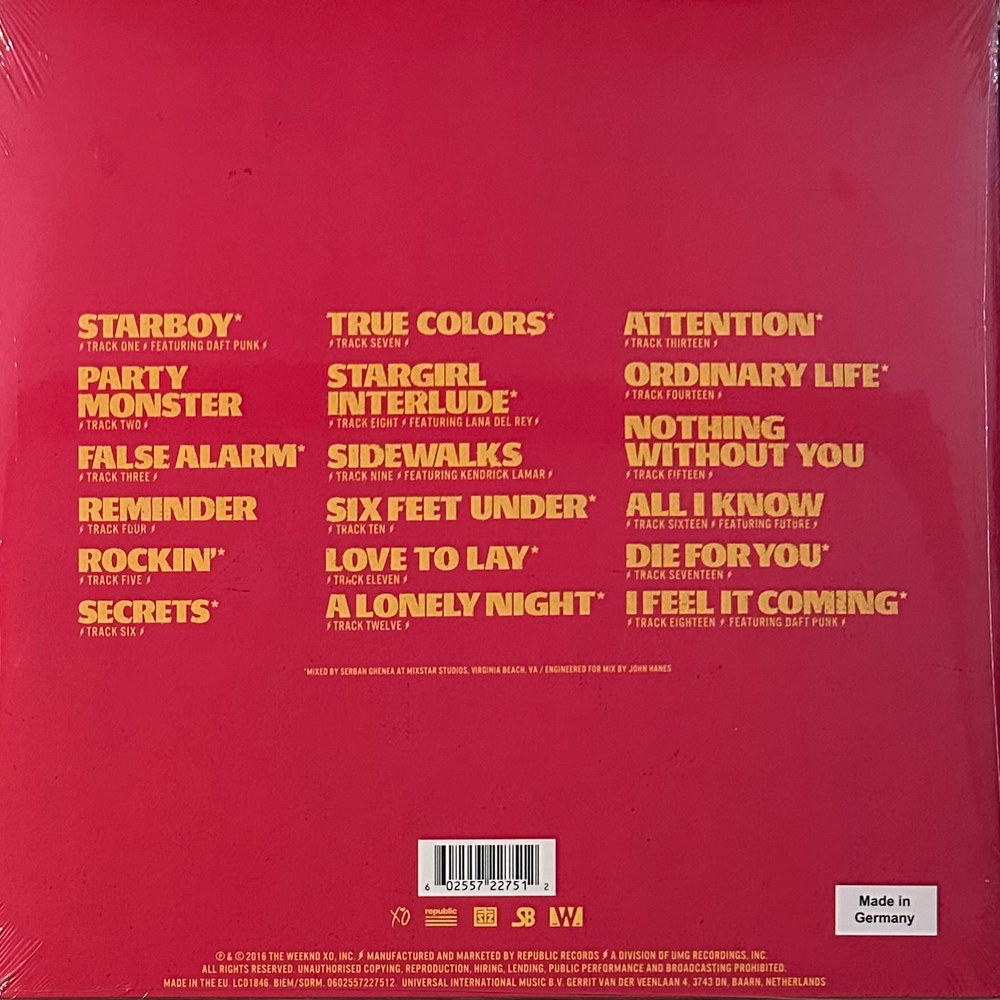 The Weeknd - Starboy 2LP (европа 2017г.)