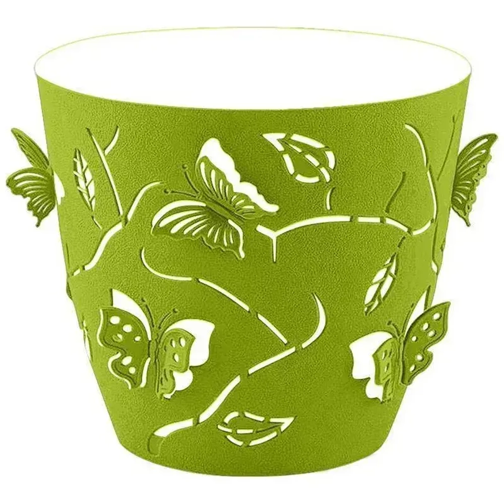Горшок для цветов Plast Team Butterflies 1,4 л D145 мм круглый 147х134 мм зеленое ябло