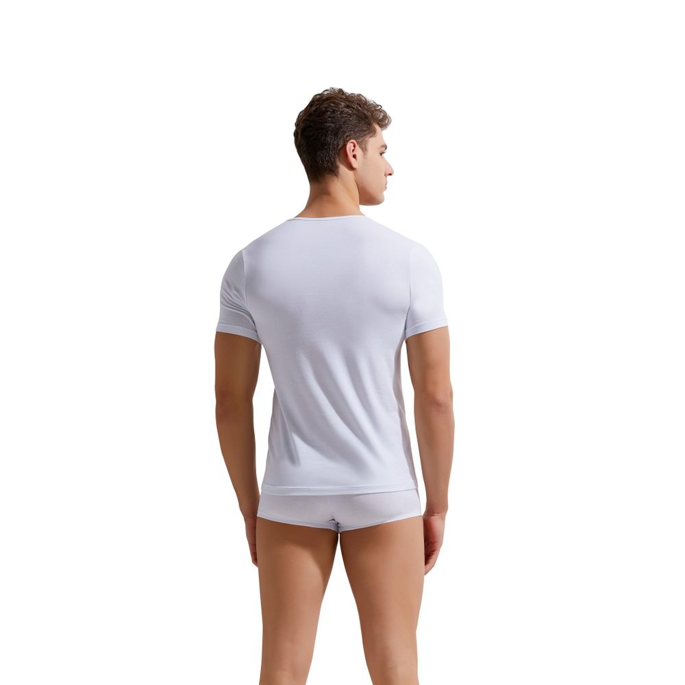 Мужская футболка белая с глубоким U-вырезом GAUVINE 5002