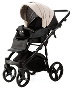 Детская коляска Adamex Lanti Deluxe 3 в 1 LN-SD110 (СВ.БЕЖ.КОЖА + ЧЕРН. КОЖА)