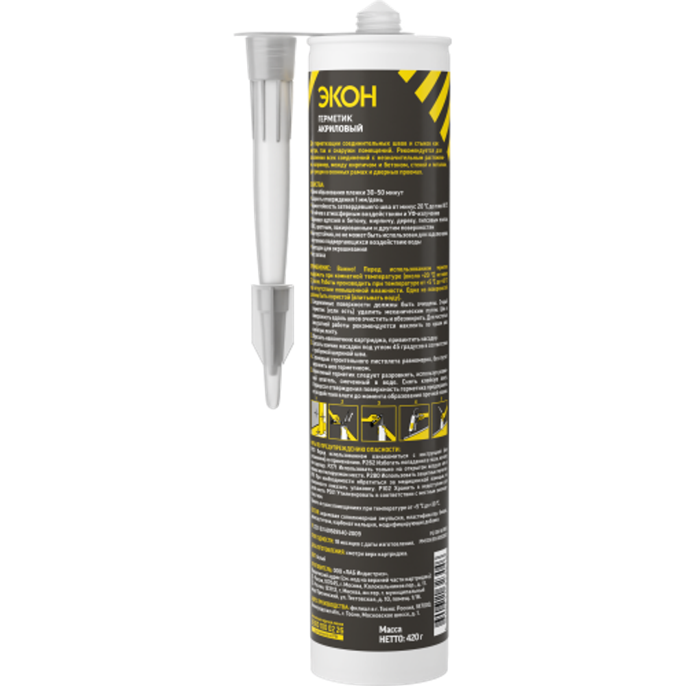 Герметик Экон 1617850 акриловый морозостойкий белый 420 мл | Экон