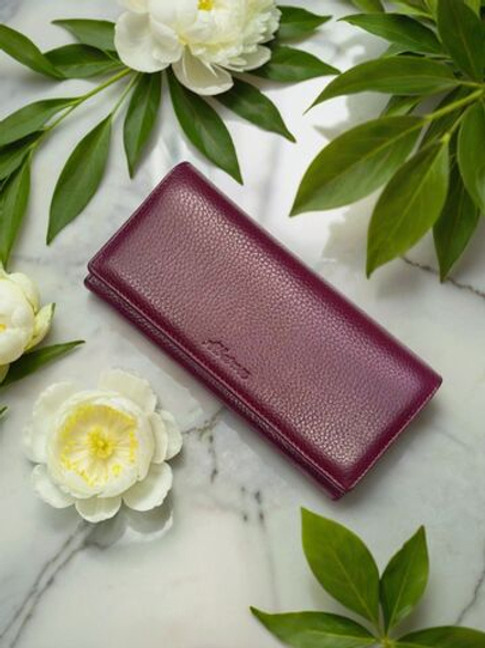 Компактный облегченный кошелек натуральная кожа бордовый