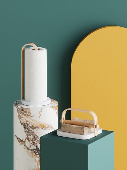 Держатель для бумажных полотенец bellwood, белый/натуральное дерево