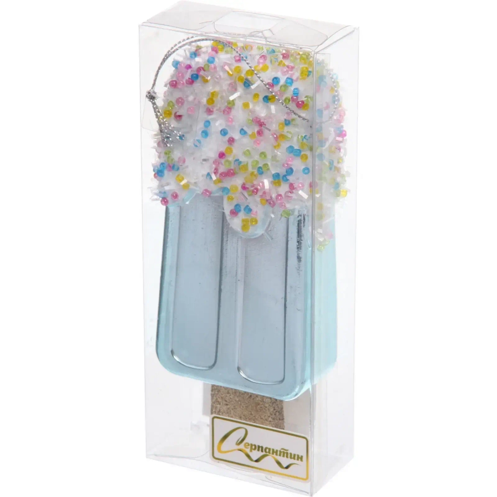 Елочная игрушка «Сладкое мороженое» 2,7*5,5*13 см, Голубой