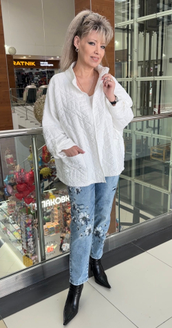 Белая стеганная куртка "зефирка"