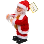 Дед Мороз музыкальный 30 см в красной шубе с шаром (работает от 3*АА - в комплект не входят)