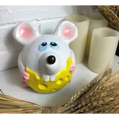 Копилка из гипса «Мышарик» 16 см белый