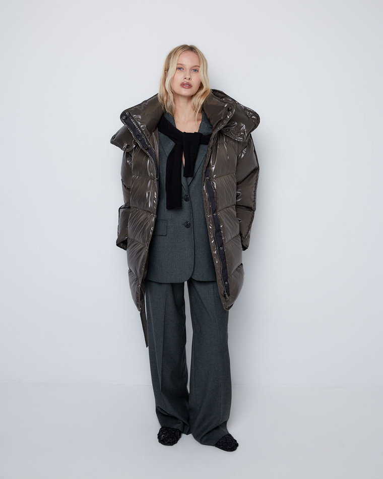 Пуховик со съемным капюшоном из нейлона Монклер хаки