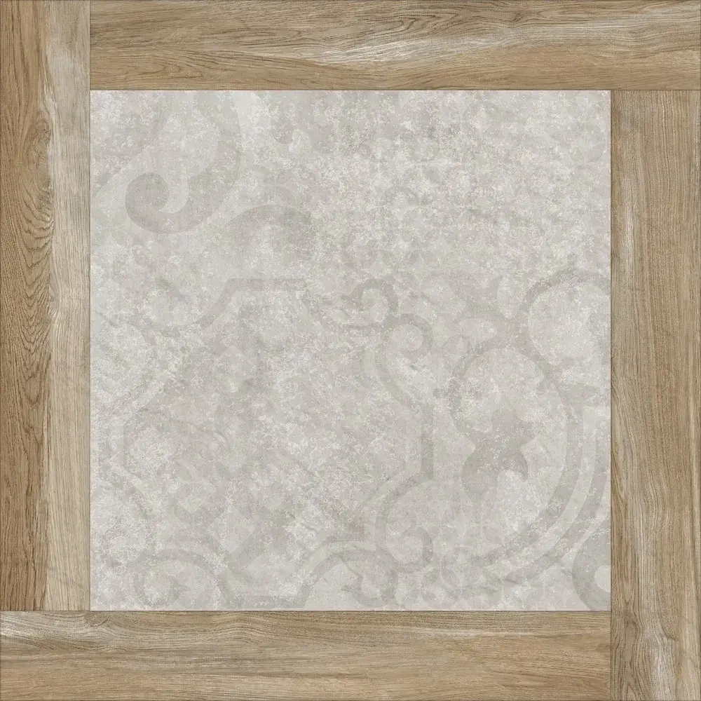 Керамогранит Alma Ceramica GFU04RIC74R Ricci 60x60 бежевый / коричневый / серый сахарный под дерево / бетон / цемент c узорами