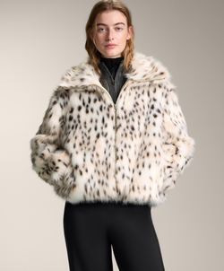 Oysho Шуба из искусственного меха с принтом, экрю