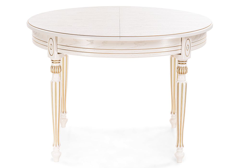 Стол Брейзер 110(140)х110х77 молочный / золото