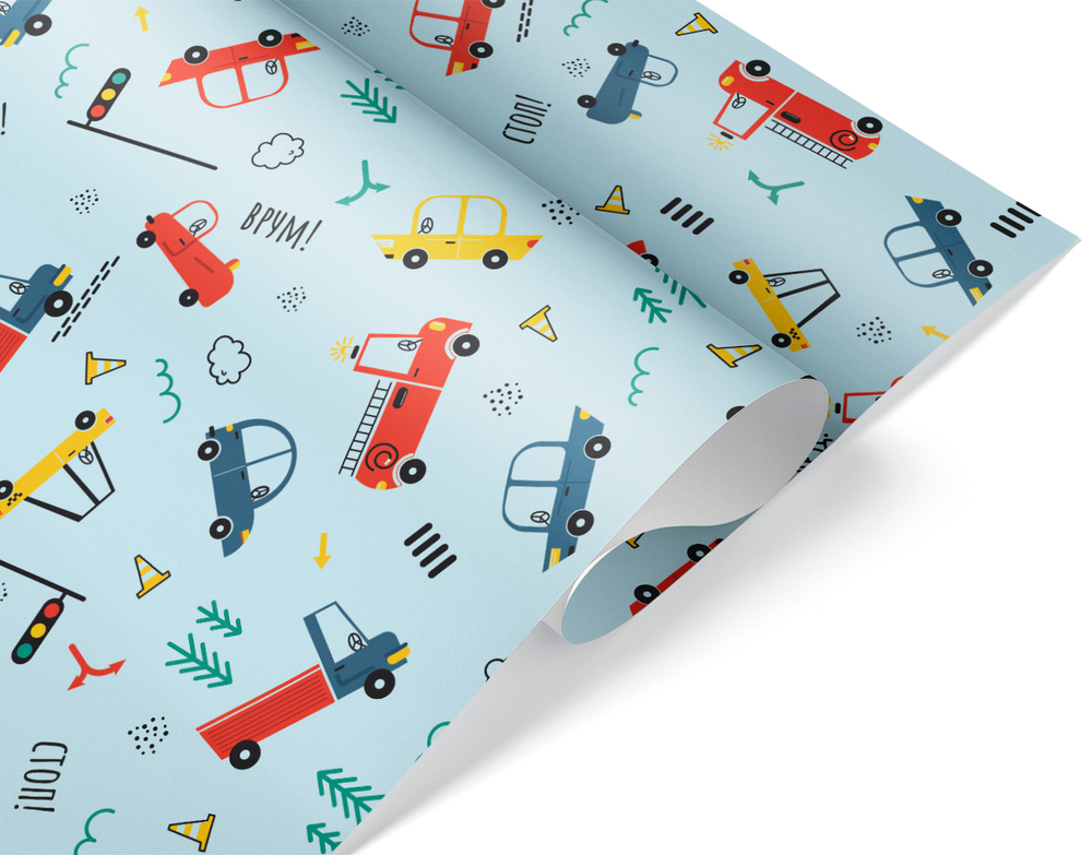 Упаковочная бумага 80гр (0,7*1 м) Машинки