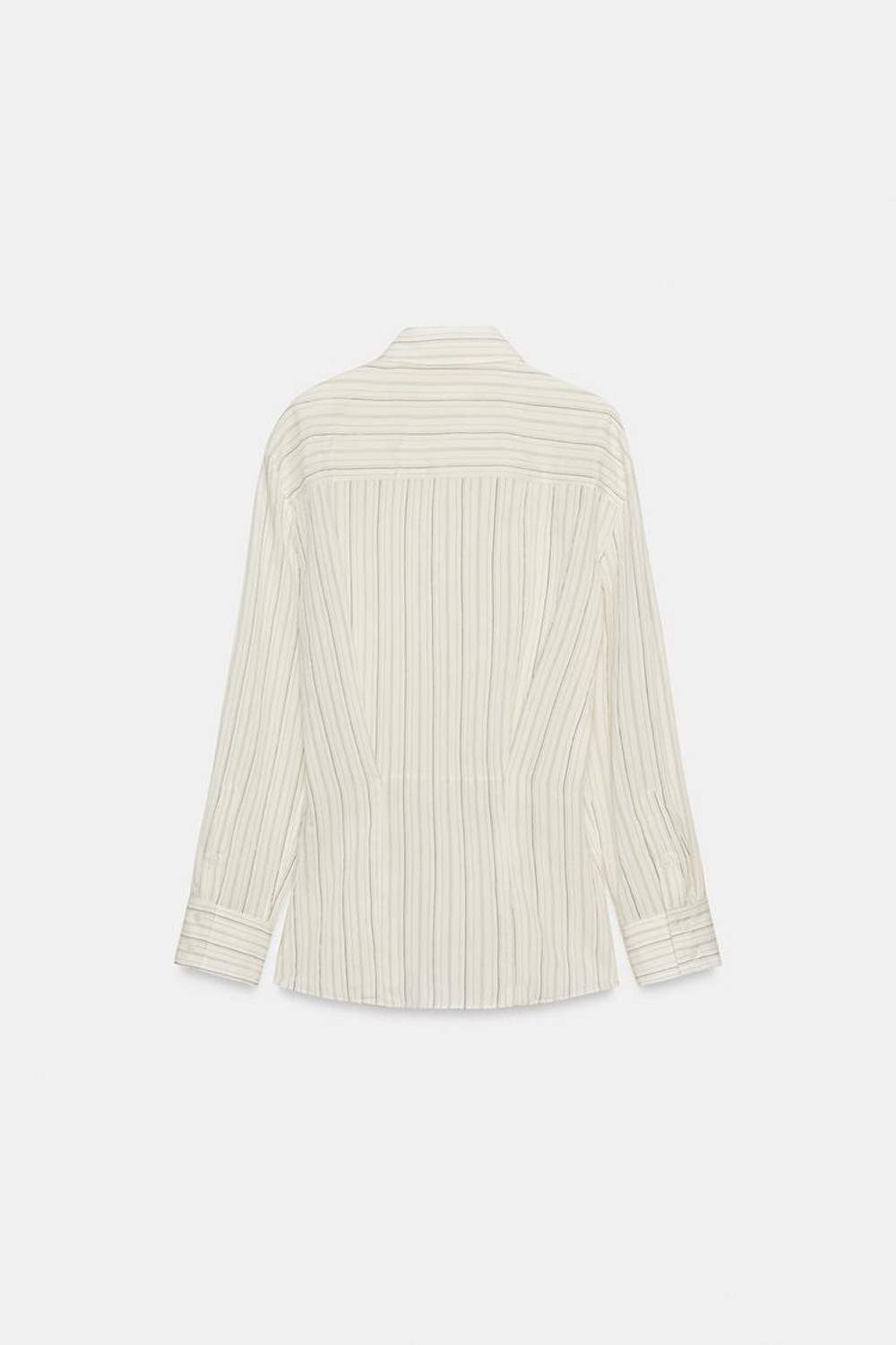 ZARA РУБАШКА В ПОЛОСКУ СО СКЛАДКАМИ — ZW COLLECTION LIMITED EDITION, ЭКРЮ/ЧЕРНЫЙ