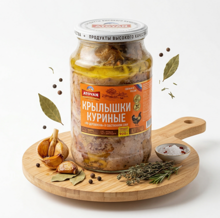 Крылышки куриные по -деревенски в с/с 900 гр, Атоян