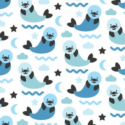 Buy baby fabric animal seals Baikal blue