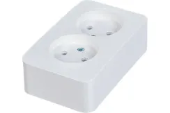 Розетка Systeme Electric BLANCA без заземления двойная накладная белая 35767