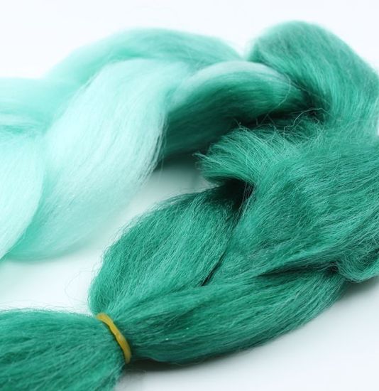 Канекалон 2-цветный 100гр 130см B44 ментолово изумрудный