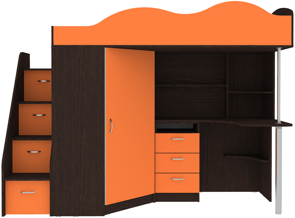 Кровать-чердак КарИВи Пионер Венге Оранжевый