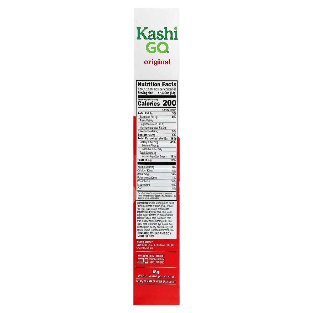 Kashi, GO®, хлопья с протеином и клетчаткой, оригинальный вкус, 348 г (12,3 унции)