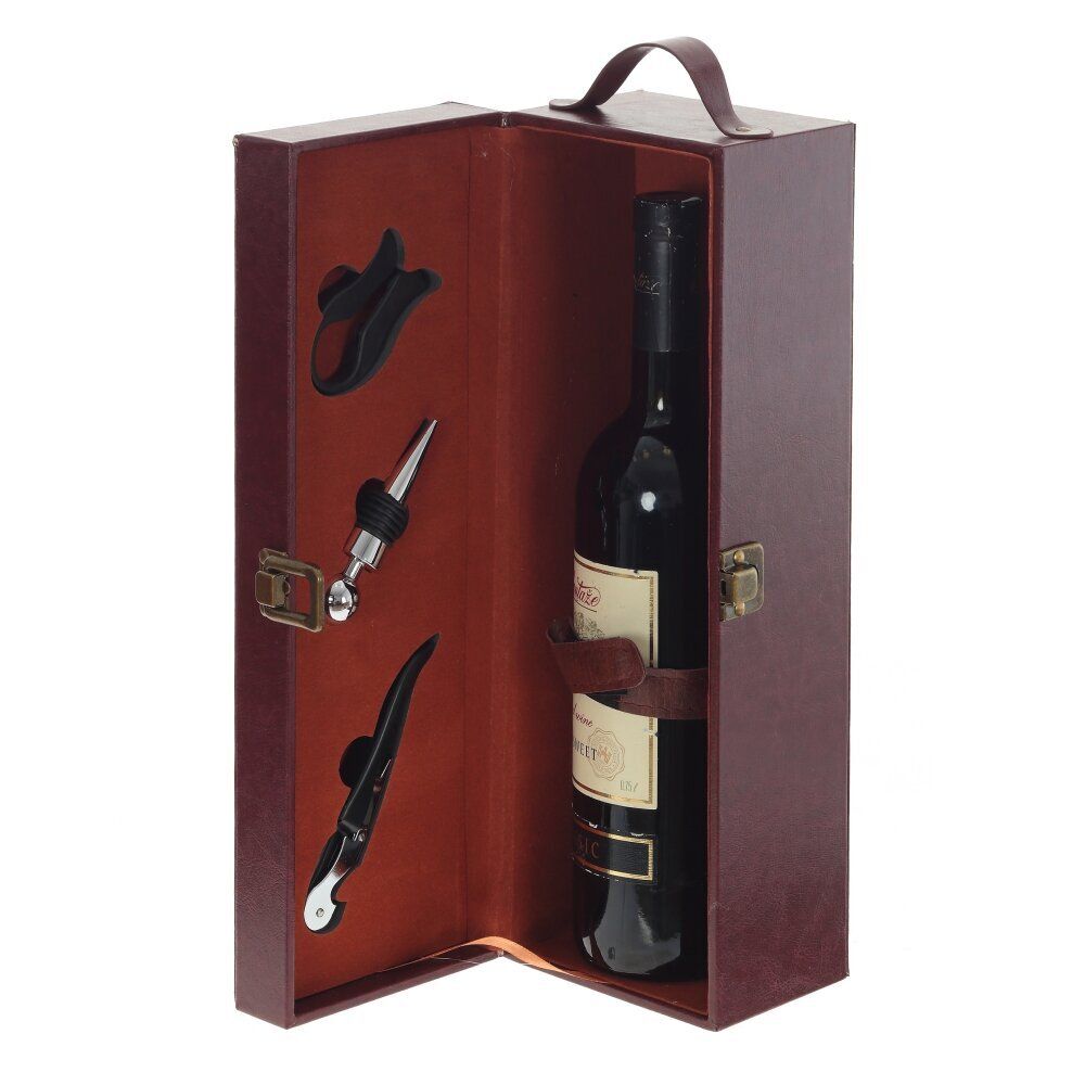GAEM Шкатулка для бутылки с набором для вина, L12 W12 H35 см