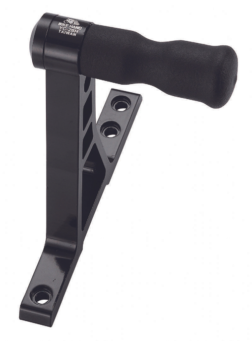 Держатель вело 6-230052 настенный YC-26H для "подвешивания" велосипеда за колесо (вертикально), торцевой, с крепежом, алюминий, черный BIKEHAND