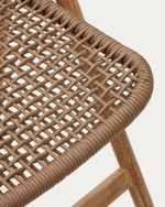 Складной стул Dandara из массива акации со стальной конструкцией и бежевым шнуром