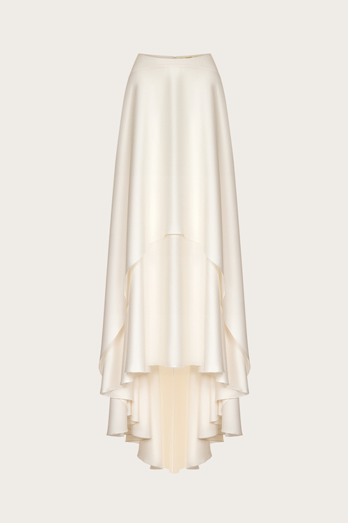 ЮБКА ИЗ МОЛОЧНОГО ШЕЛКА С ВОЛАНАМИ