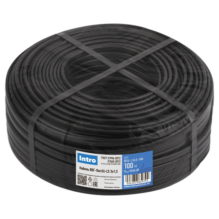 Кабель Intro ВВГ-Пнг(А)-LS 3х1,5(N,PE) 100м