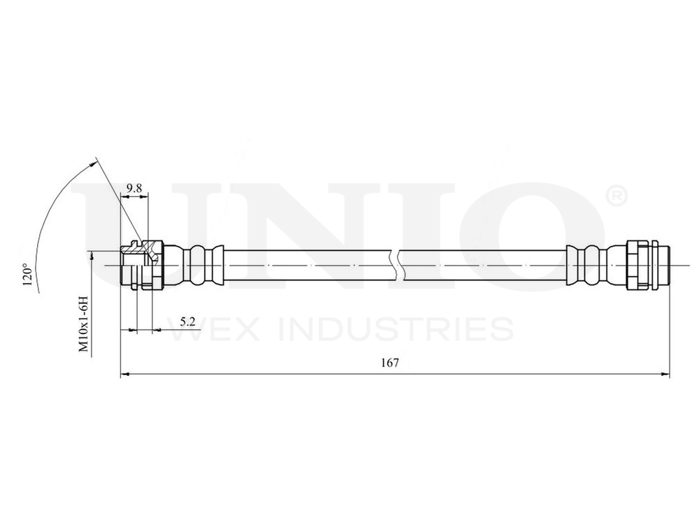 Шланг тормозной задний UNIO BRH-10005