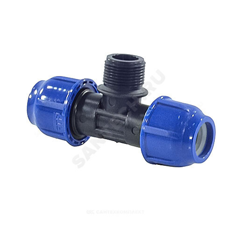 Тройник компрессионный ПЭ Дн 25х1/2"х25 НР Ру16 RTP (РосТурПласт) 11618