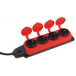 Удлинитель силовой ЭРА UK-4e-3x1,5-20m-IP44(KG) с заземлением 4 розетки каучук 20м КГ 3х1,5мм2 IP44 | Силовые удлинители