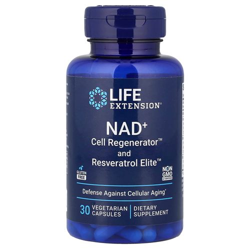 Life Extension, NAD + Cell Regenerator и ресвератрол, никотинамид рибозид NIAGEN, 30 вегетарианских капсул