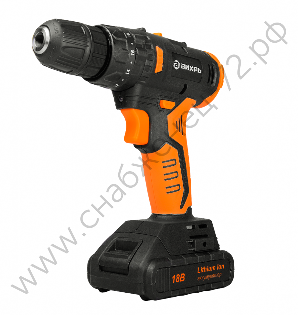 Дрель-шуруповерт аккумуляторная Вихрь ДА-18Л-2К/Б (бесщеточный двигатель)