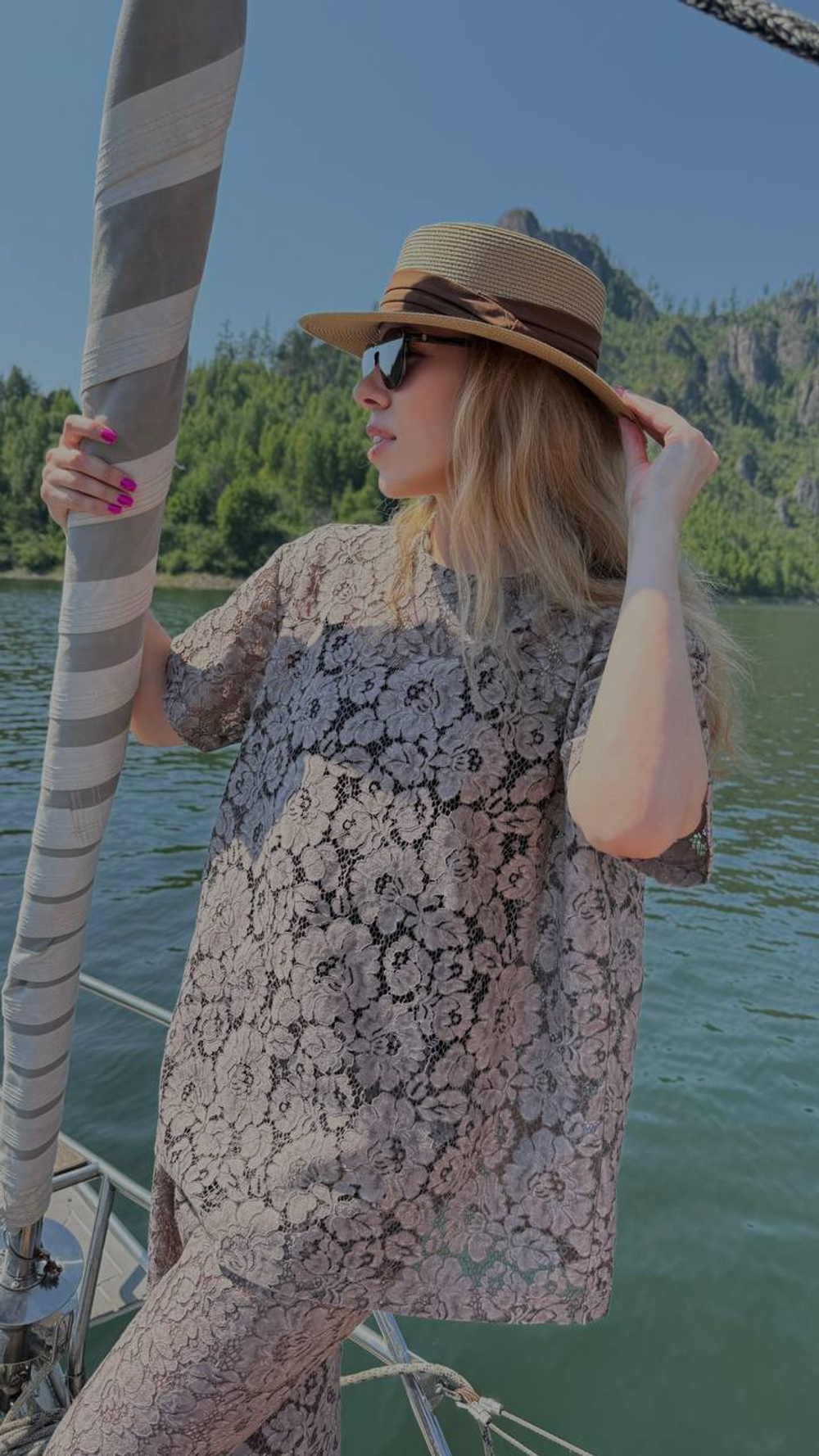 Брюки "На кружевном" шоколад