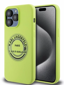 Чехол Karl Lagerfeld Liquid Silicone Round Logo для iPhone 15 Pro Max Green (Зелёный)