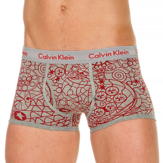 Трусы мужские боксеры серые с принтом Calvin Klein print Red Painting