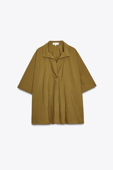 ZARA РУБАШКА OVERSIZE ZW COLLECTION, ЦВЕТ ОЛИВКОВОГО МАСЛА