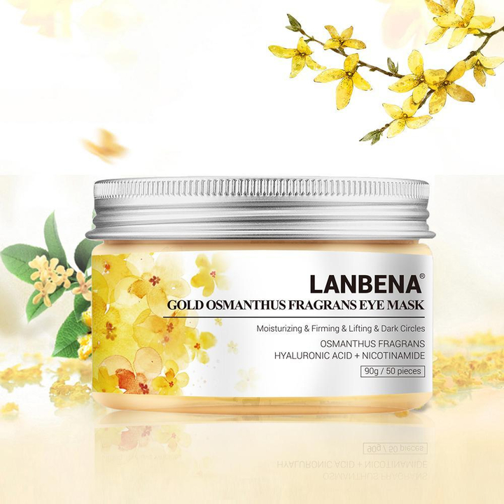 Патчи Lanbena для глаз с золотым османтусом от морщин и темных кругов Gold Osmanthus Fragrance Eye Mask, 50 шт, 90 гр