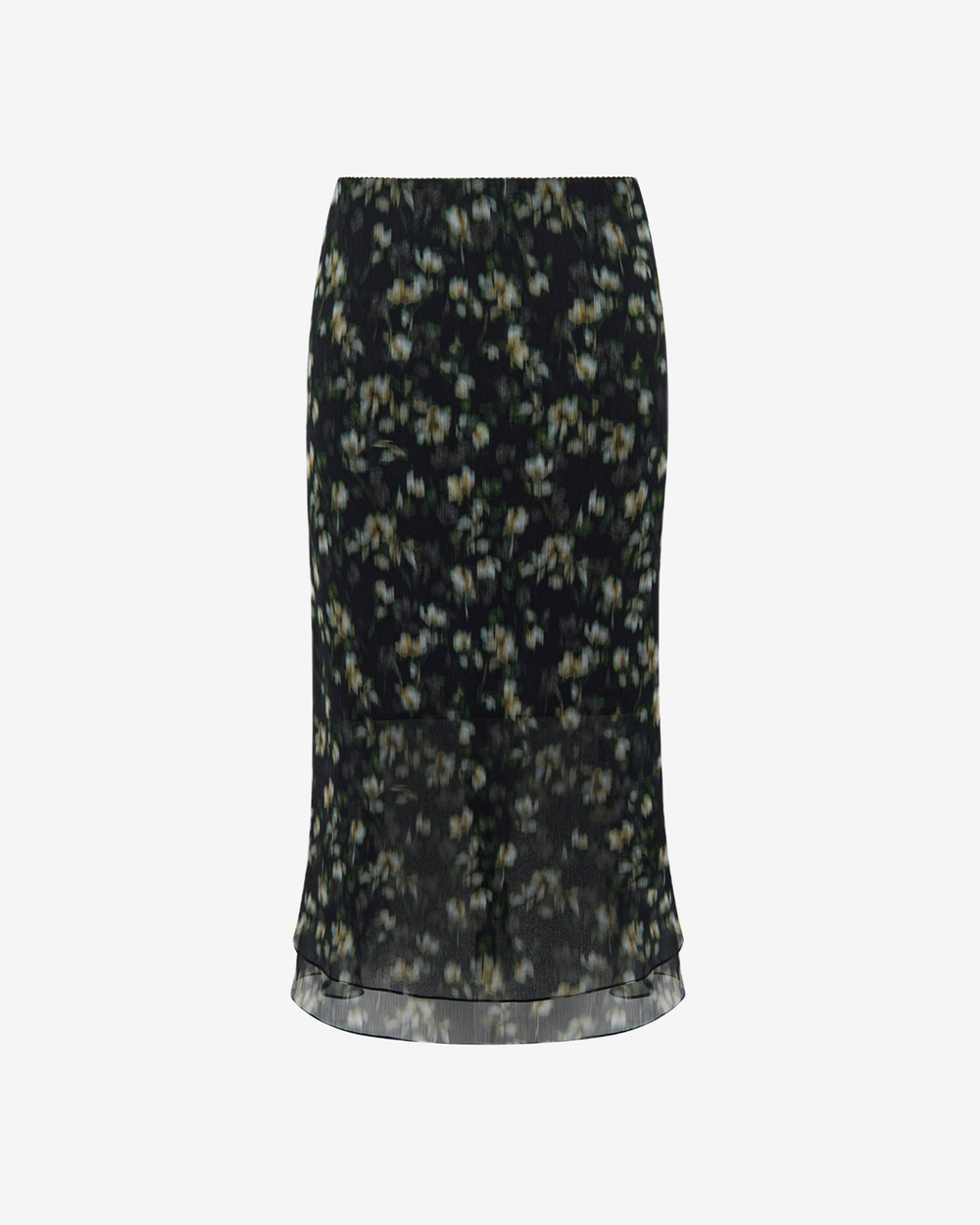 Юбка двухслойная миди из принтованного шифона