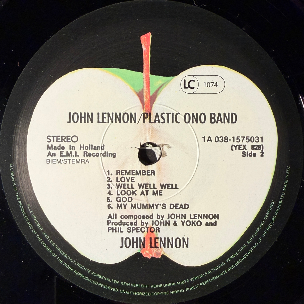 John Lennon / Plastic Ono Band ‎– John Lennon / Plastic Ono Band (Голландия 1985г.)Т