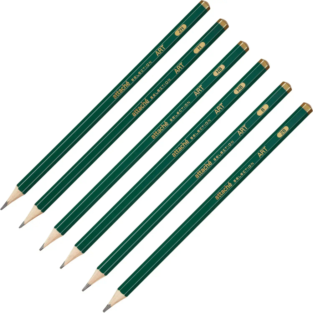 Набор чернографитных карандашей Attache Selection Art,2xHB,H,B,2H,2B,6шт/уп