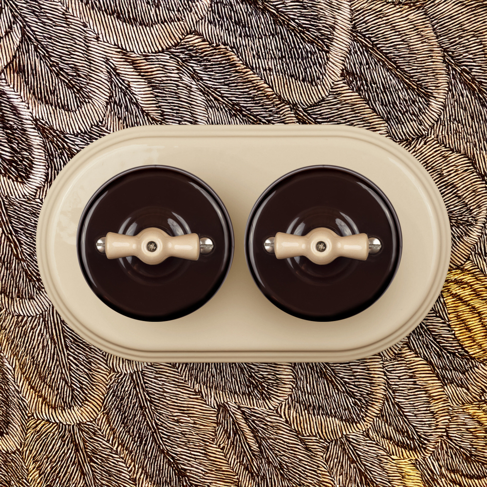 Выключатель 1-клавишный, керамика, цвет коричневый B1-200-02