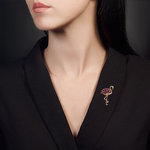 Брошь «Фламинго» из красного золота c гранатами, аметистом и эмалью Артикул: 04-0227-00-257-1110-57