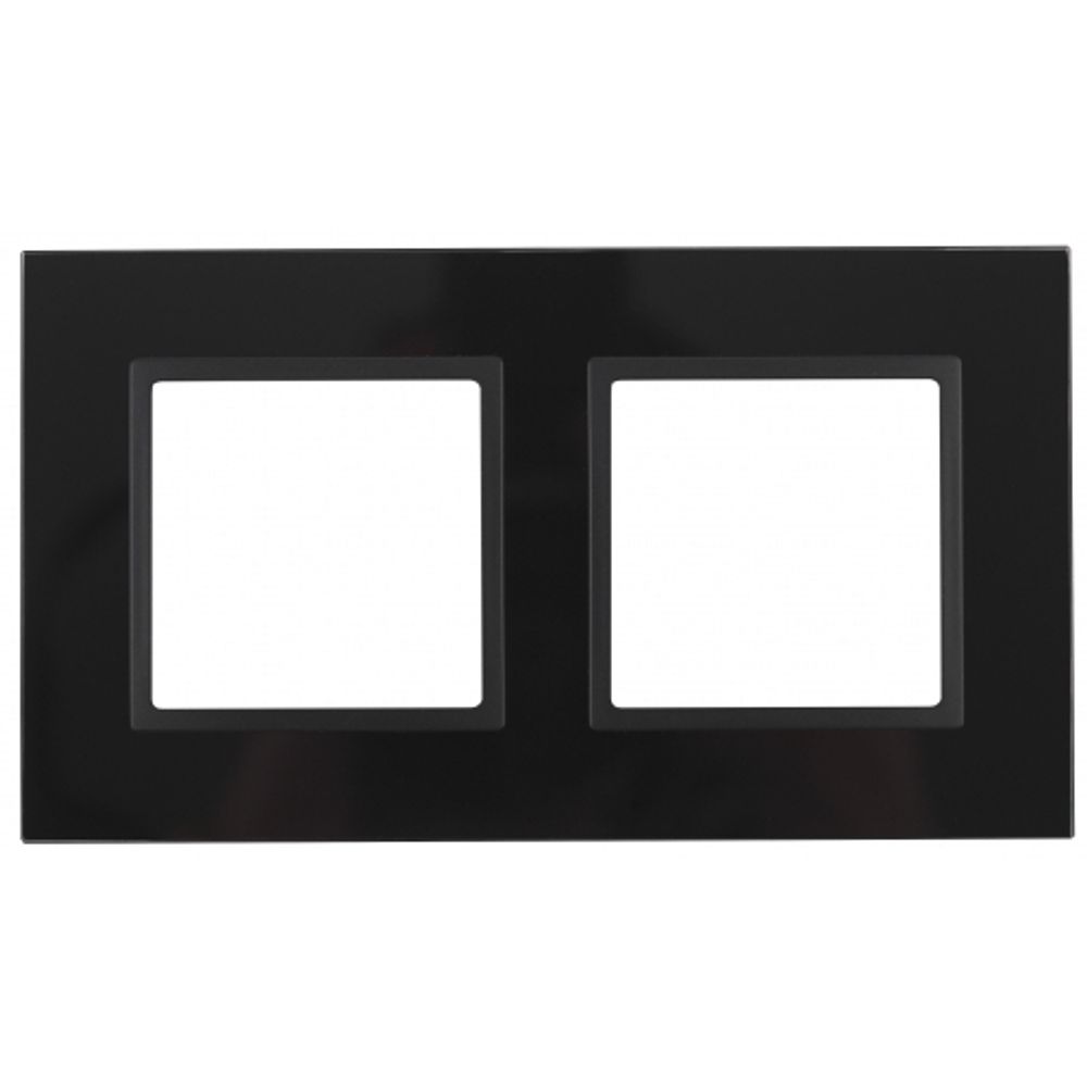 14-5102-05 ЭРА Рамка на 2 поста, стекло, Эра Elegance, чёрный+антр | Розетки и выключатели
